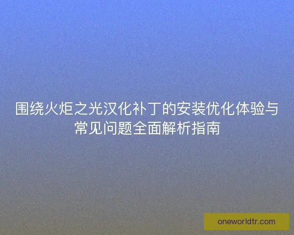 围绕火炬之光汉化补丁的安装优化体验与常见问题全面解析指南